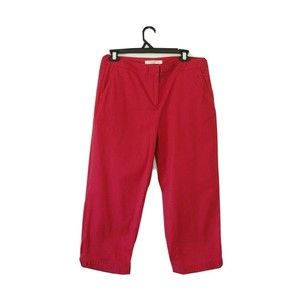 TALBOTS Sz 8 Womens Cropped Chino Cotton Blend Stretch Pants Raspberry Red